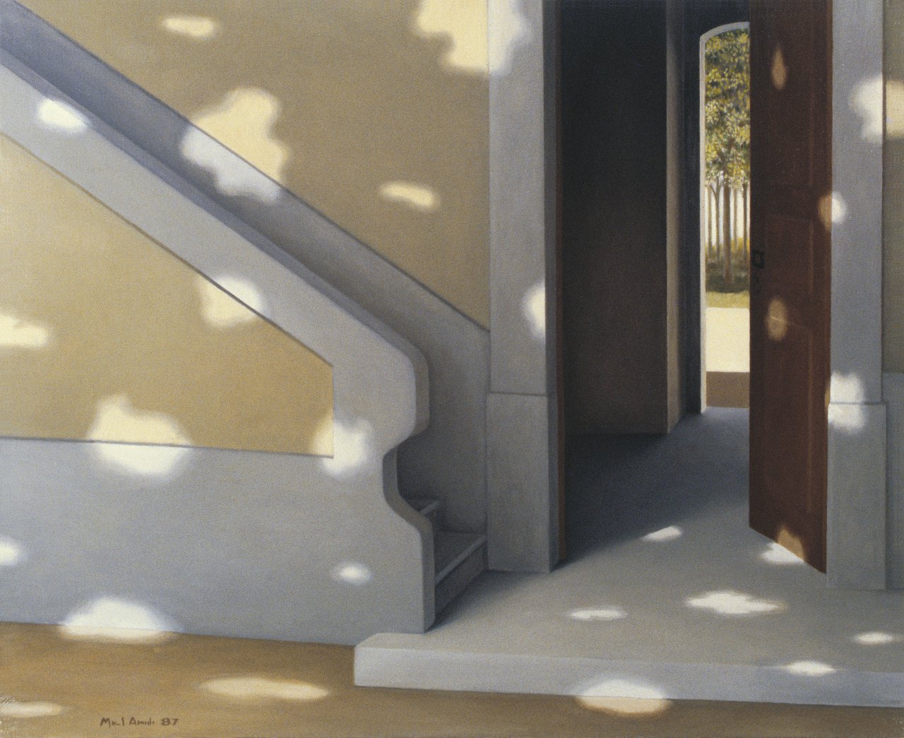 Escada e porta com sombras