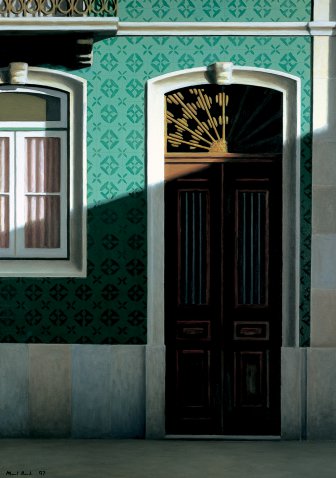 [Building Door with Green Tiles]
